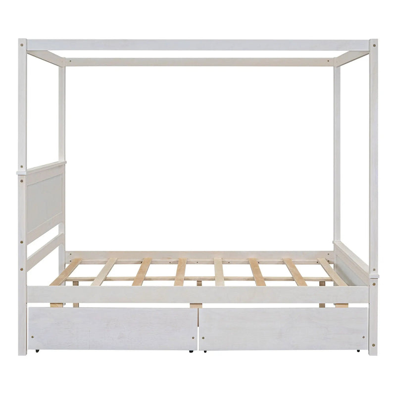 Canopy Platform Bed With Drawers, Support Slats, No Box Spring Needed by Unique Piece Furniture