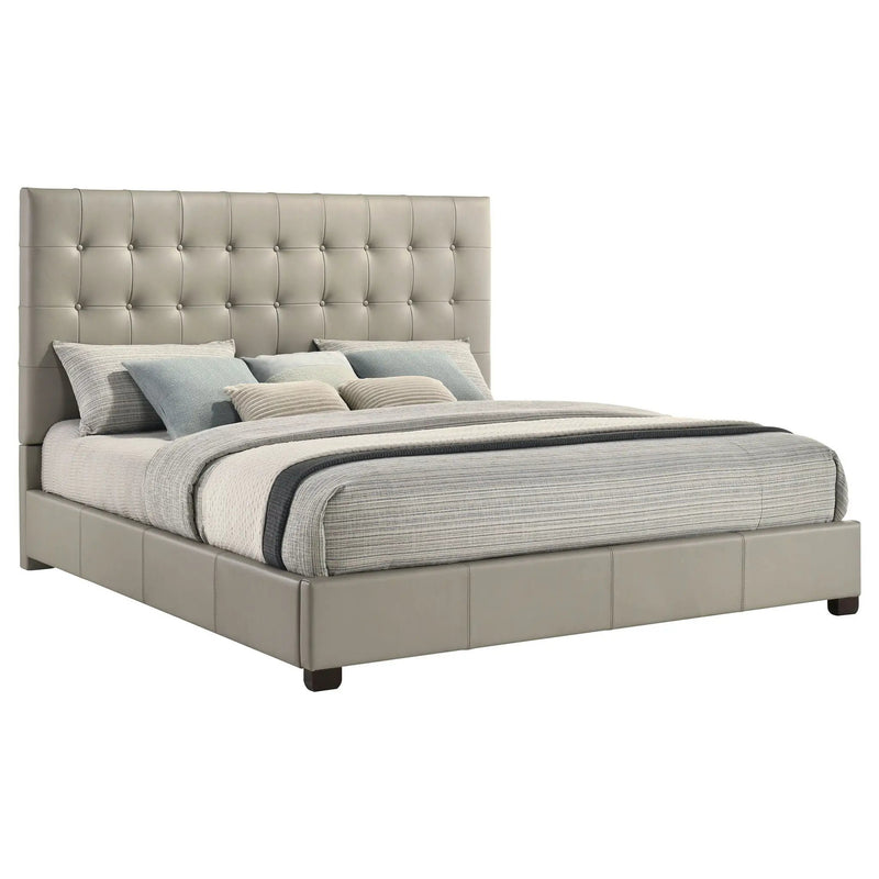Medley Genuine Leather Eastern King Platform Bed Tan by Unique Piece Furniture