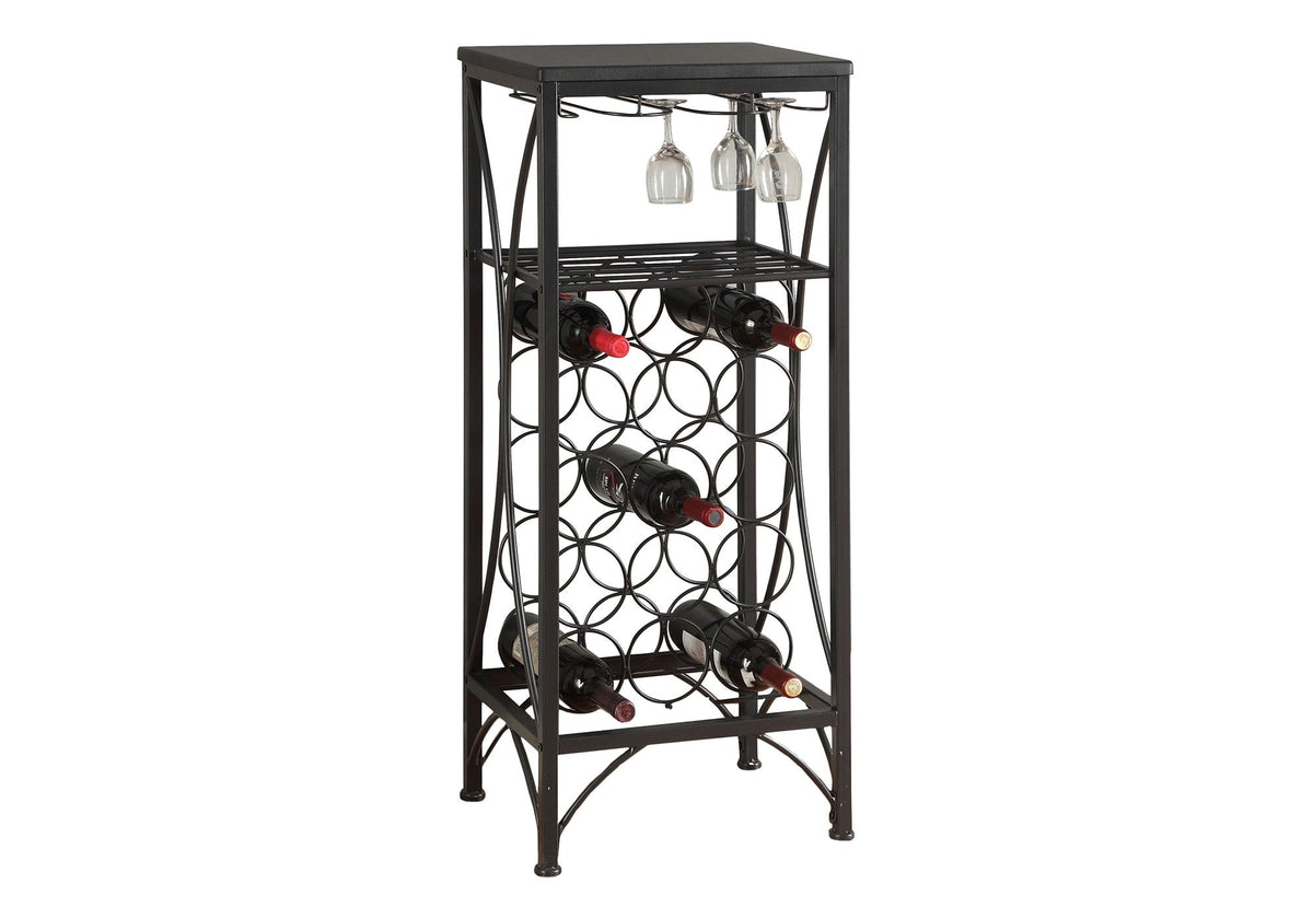Black Metal Wine Rack with 15-Bottle Storage - Black, photo 4 of 4