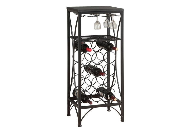 Black Metal Wine Rack with 15-Bottle Storage - Black, photo 4 of 4