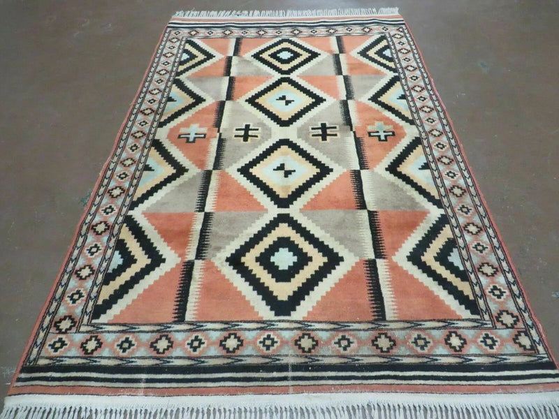 4' X 6' Vintage Handmade Turkish Melas Oushak Wool Rug Carpet Mehrab Red Nice by Jewel Rugs