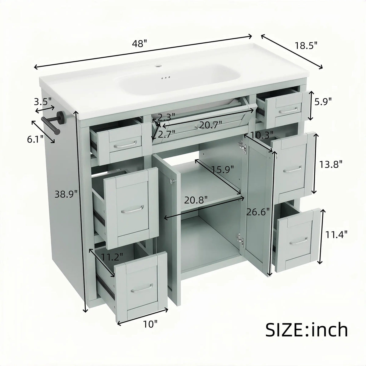 48" Mint Green Bathroom Vanity by HouseOfZazla