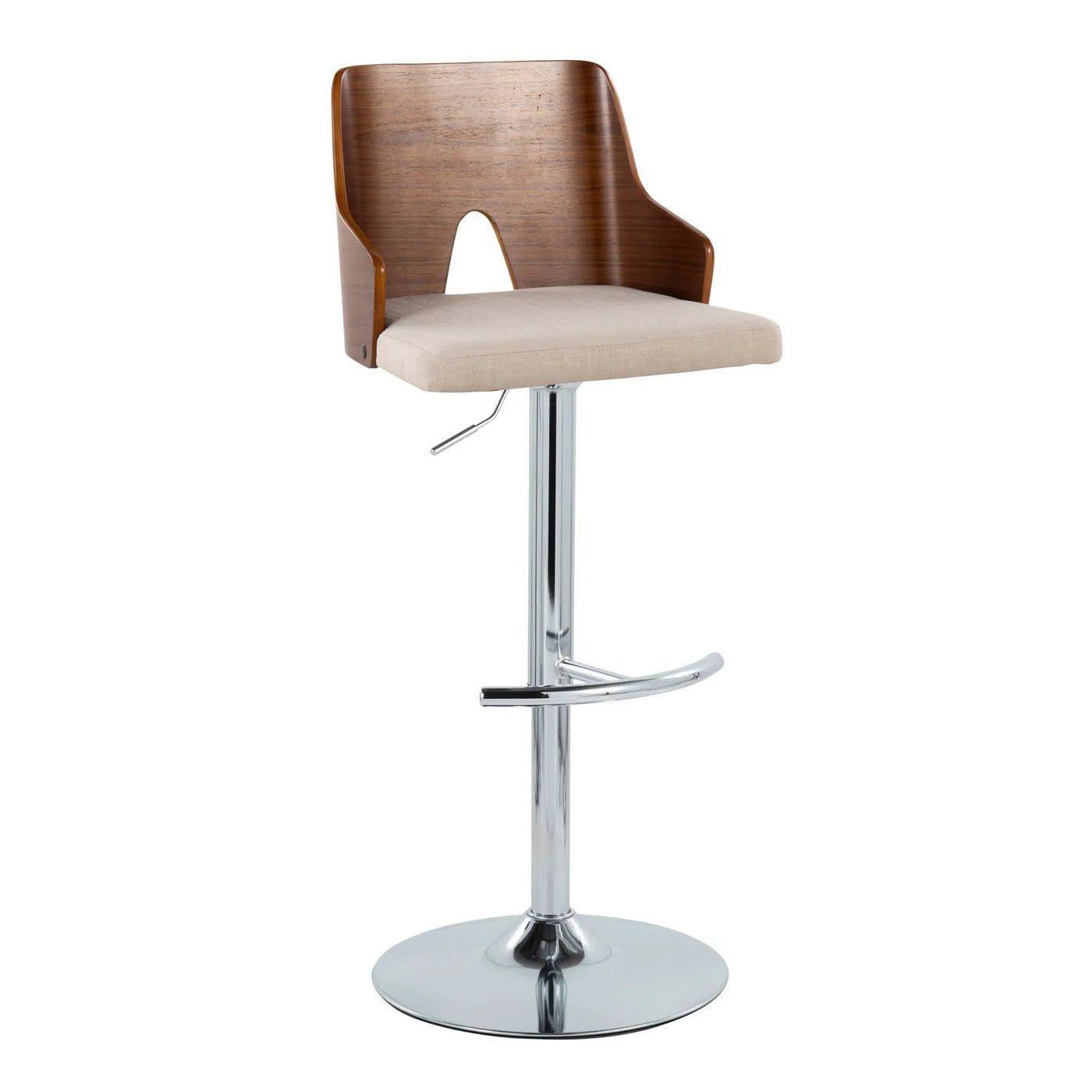 Ariana - Mid Century Modern Adjustable Barstool Stool With Swivel With Rounded T Footrest (Set of 2) by HouseOfZazla