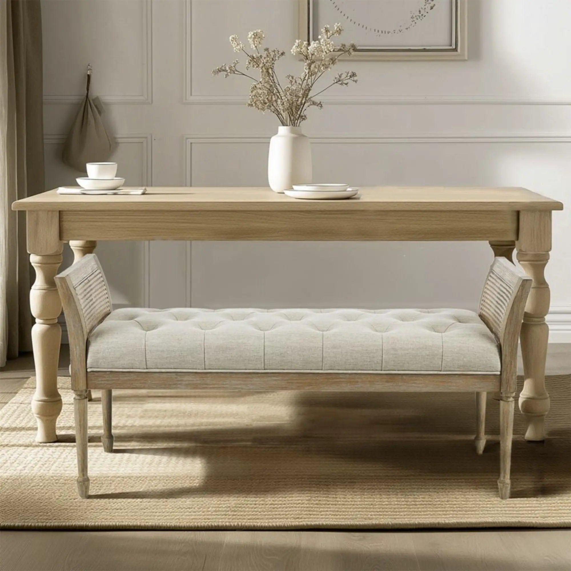Accent Bench With Arm - Natural by HouseOfZazla