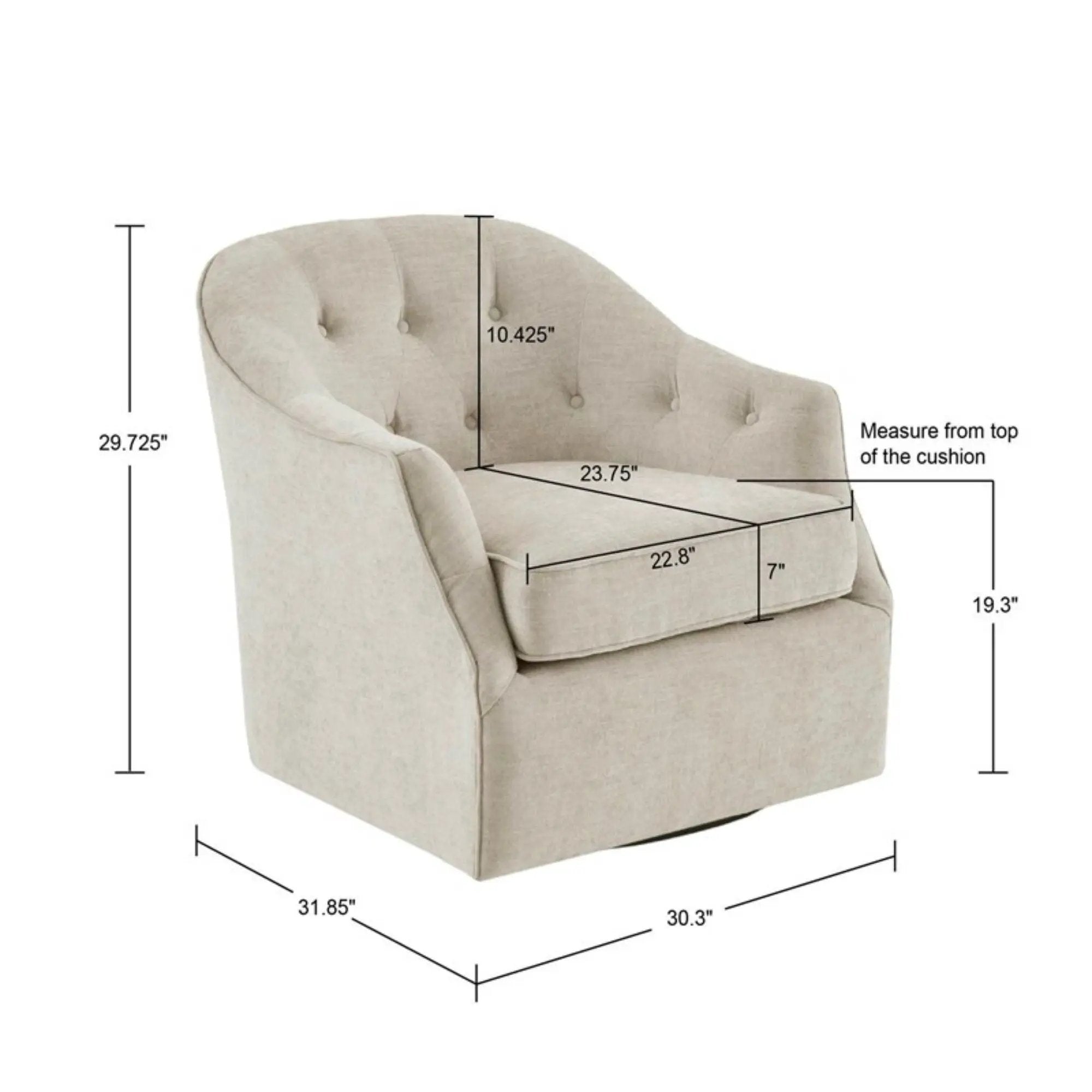 Calvin - Swivel Chair With 360 Degree Rotation - Beige by HouseOfZazla
