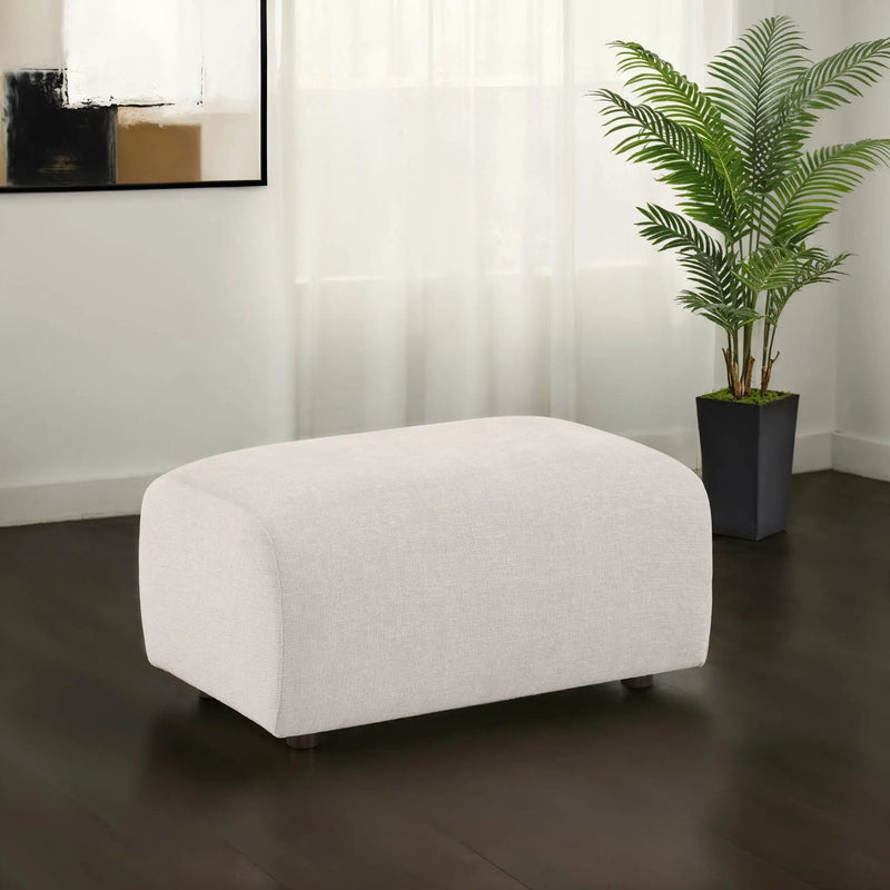 Burnett Chenille Upholstered Ottoman Ivory by Unique Piece Furniture