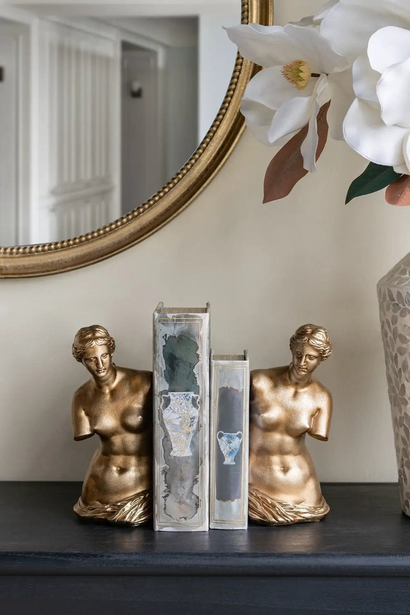 Set of 2 Venus de Milo Bust Bookends with Gold Finish by HouseOfZazla