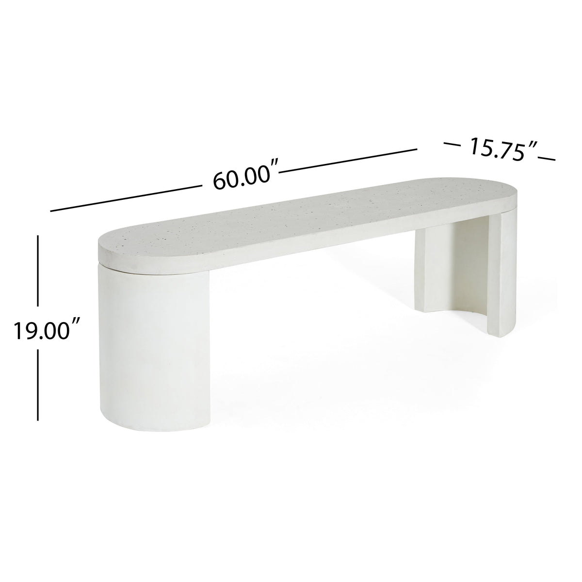 Ellis Oval 60" Concrete Outdoor Dining Bench with Terrazzo Finish - Terrazzo, photo 9 of 10