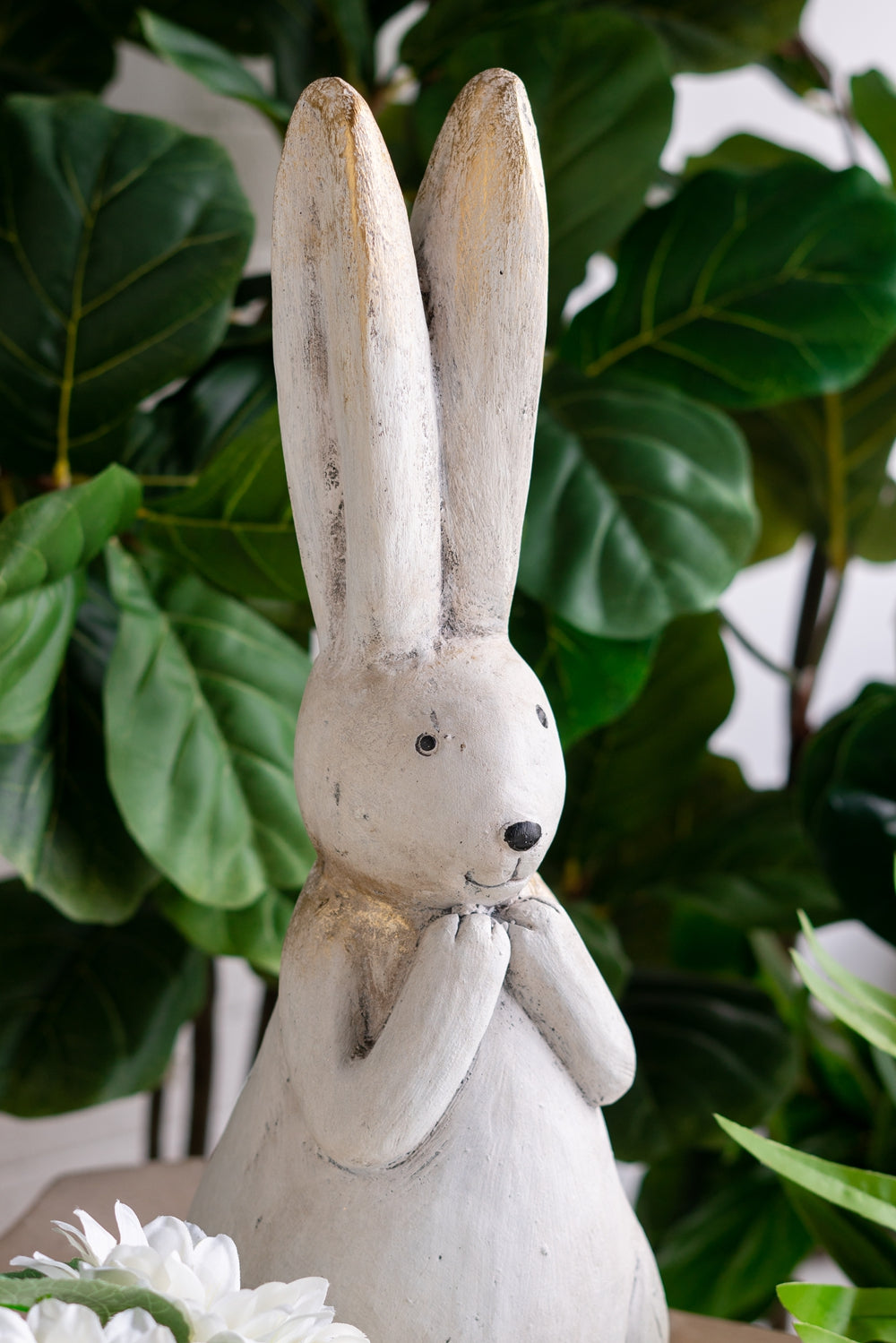 Textured Bunny Figurine with Iron Construction - White, photo 10 of 10