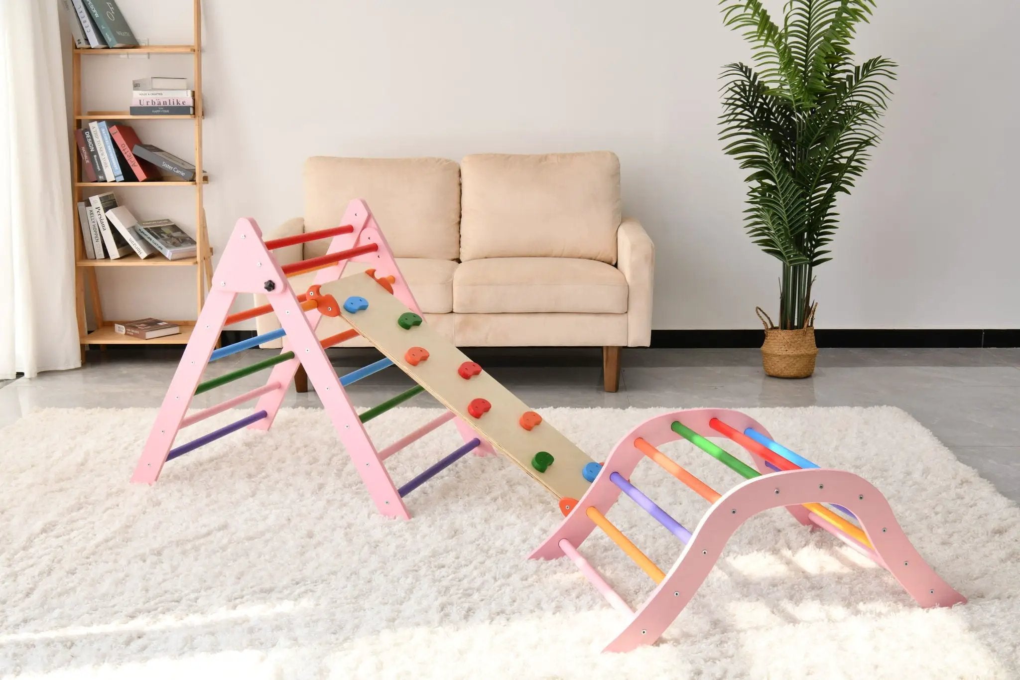 Gardenia - Pikler Triangle Set, Montessori Toddler Climbing Toys, 2 Piece by HouseOfZazla