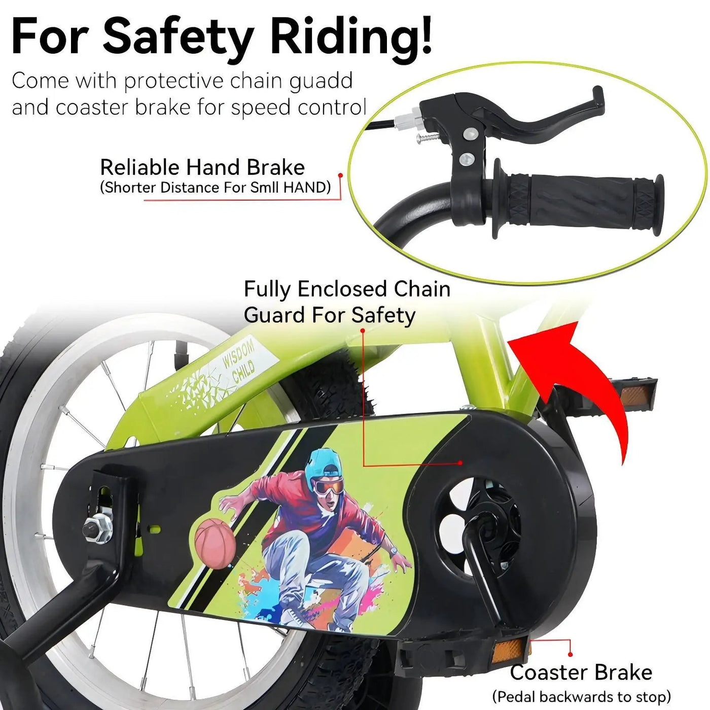 Fkznpj - 16" Sporty Kids Bike With Training Wheels And Stand Adjustable Saddle Suitable For Boys And Girls Aged 4 - 8 Years Tall Height 41 - 46" Available In A Variety Of Colors by HouseOfZazla
