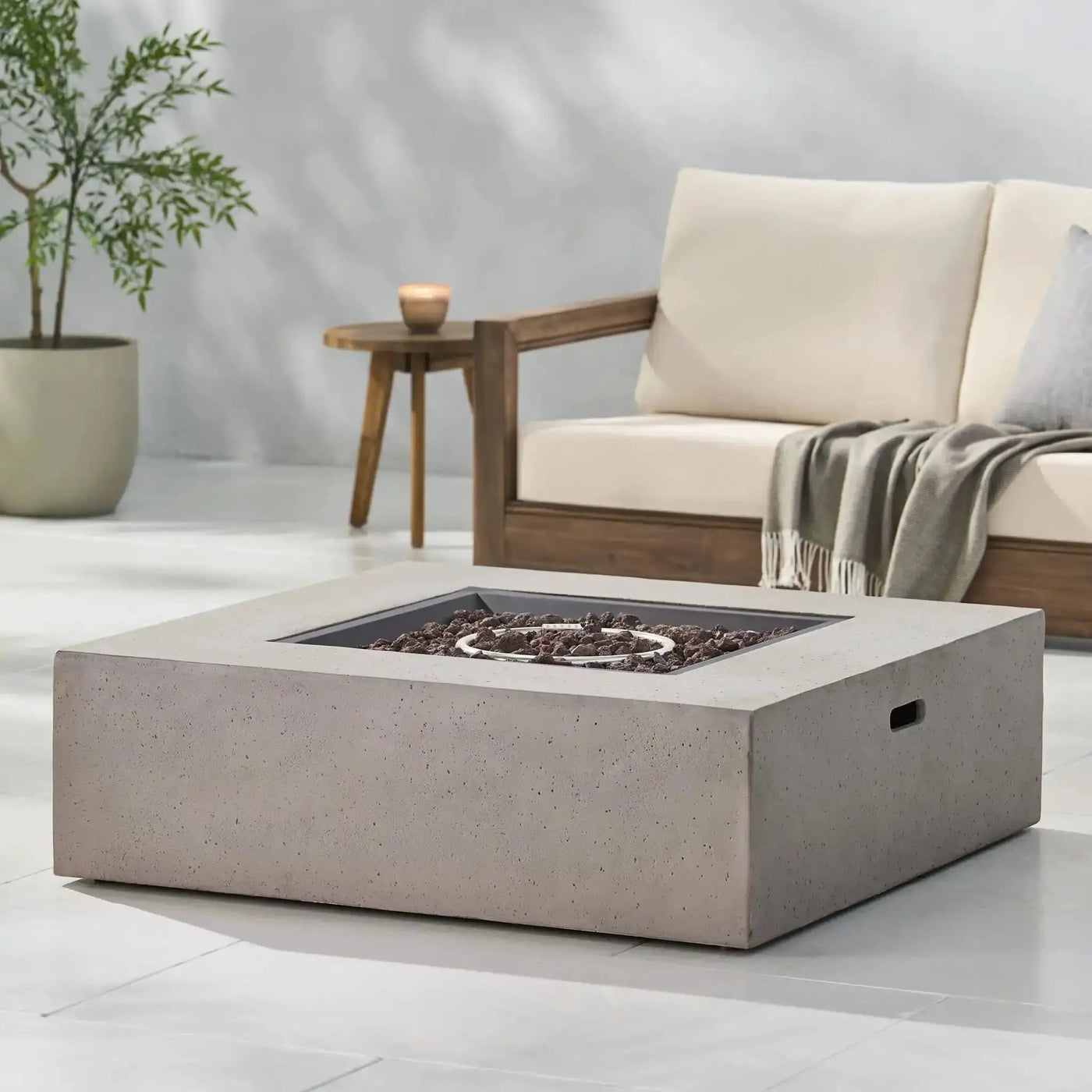 Modern 50,000 Btu Square Fire Table With Propane Tank by HouseOfZazla