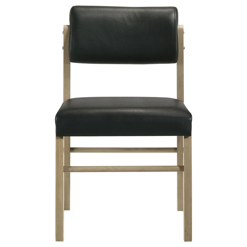 Kehoe Upholstered Dining Side Chair Black and Natural Oak (Set of 2) by Unique Piece Furniture