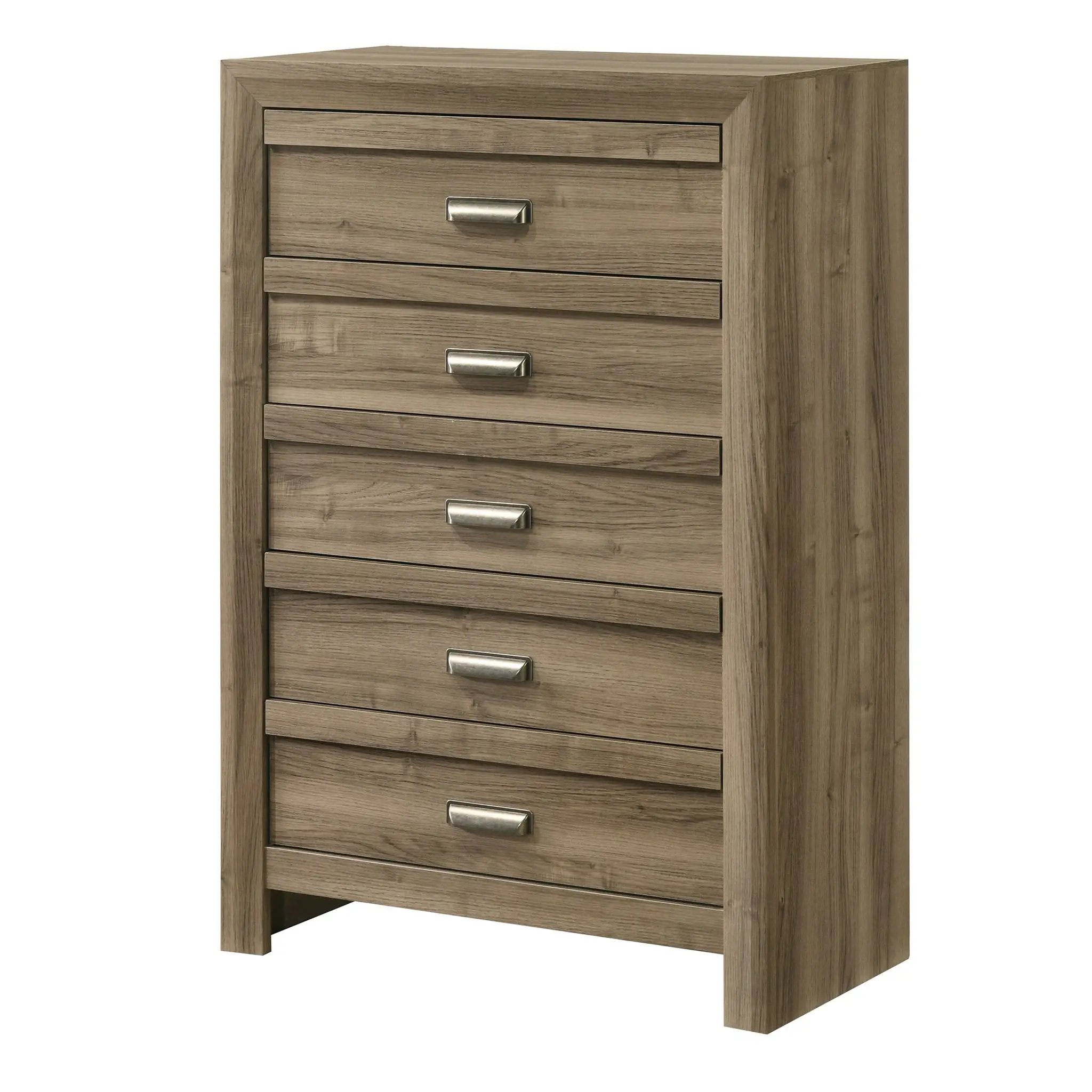 5 Drawer Storage Chest With Pulls - Light Brown by HouseOfZazla