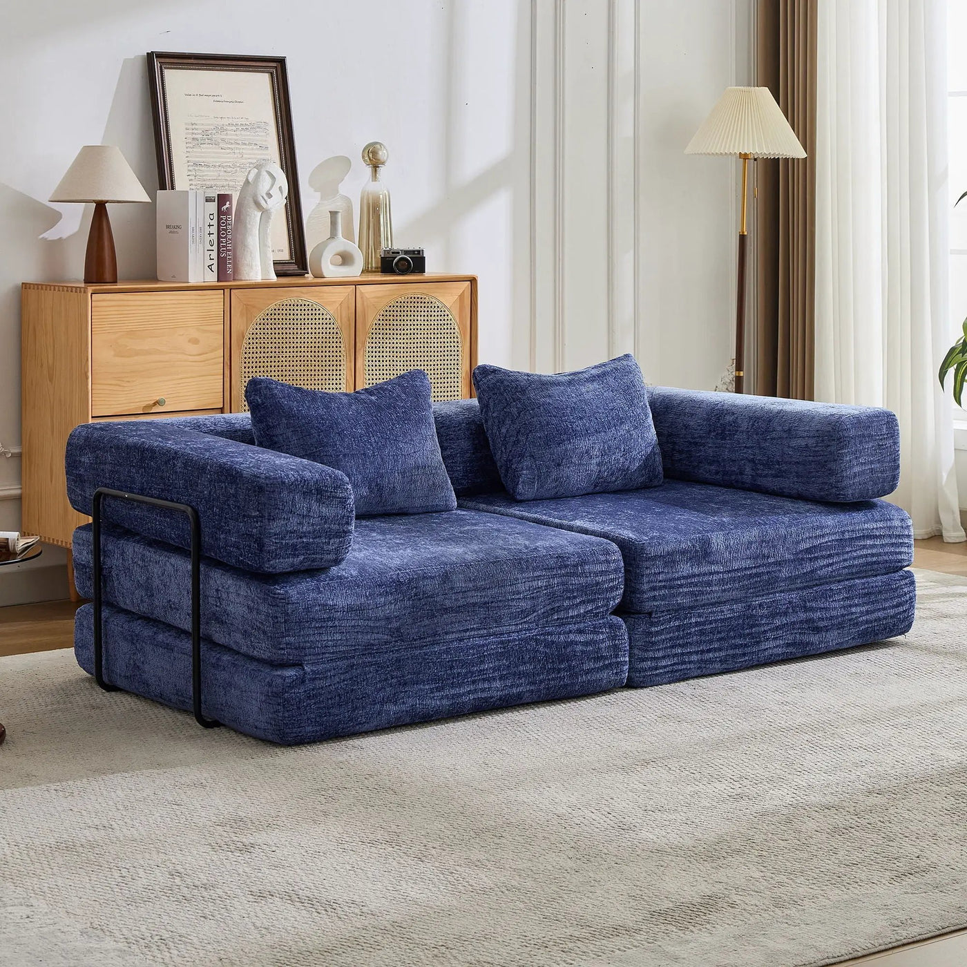 Convertible Floor Sofa Bed With Pillow Back Support Armrest by HouseOfZazla