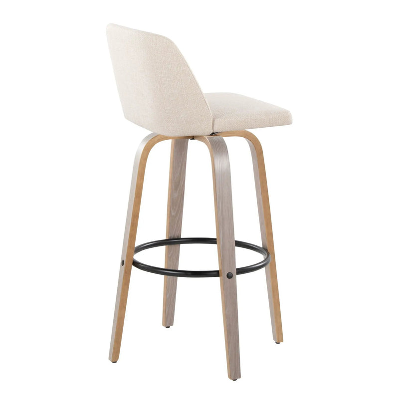 Toriano - Contemporary Fixed Height Barstool With Swivel With Round Footrest Comfort And Style (Set of 2) by HouseOfZazla