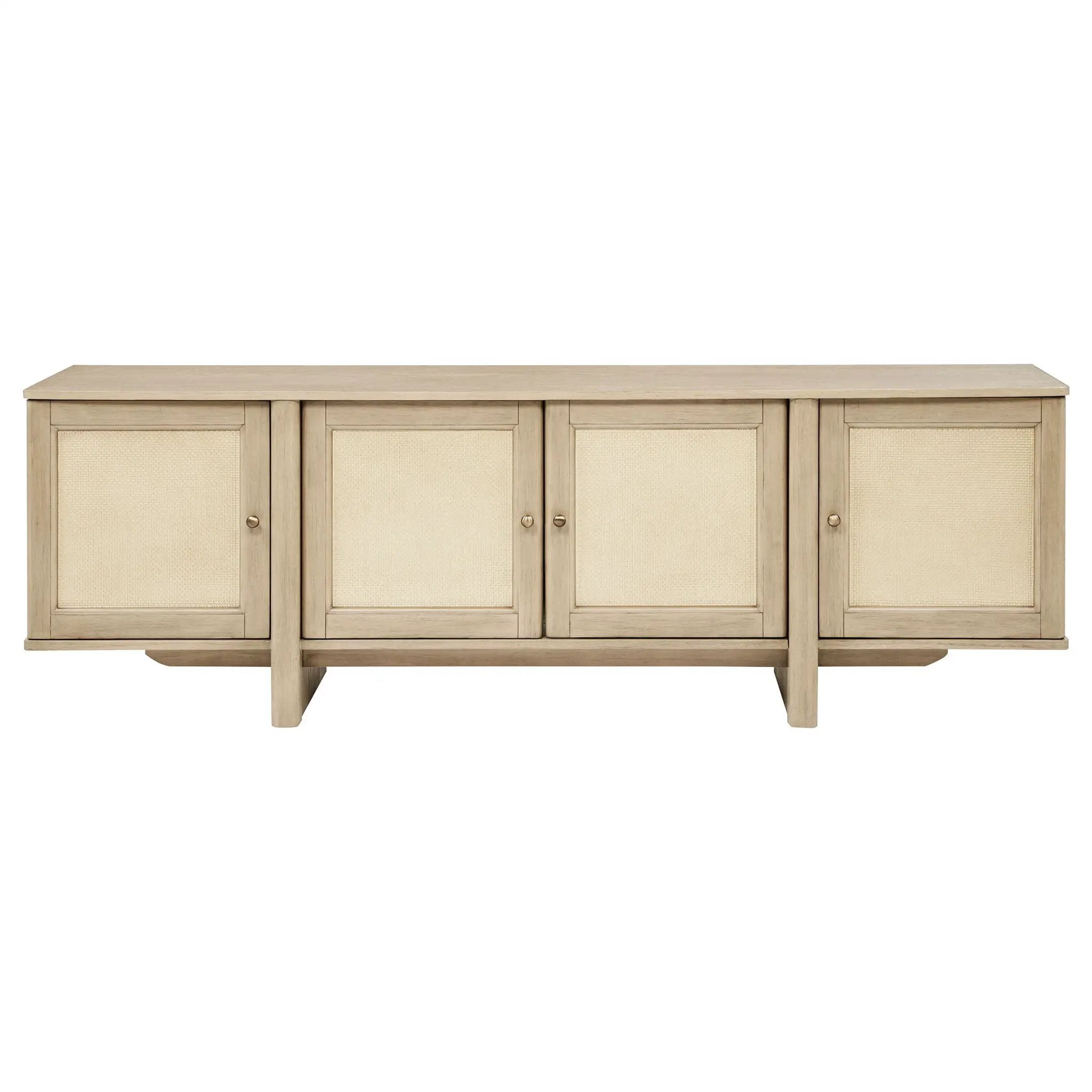 Kailani 79-inch 4-door Cane TV Stand Media Console Beige Oak by Unique Piece Furniture