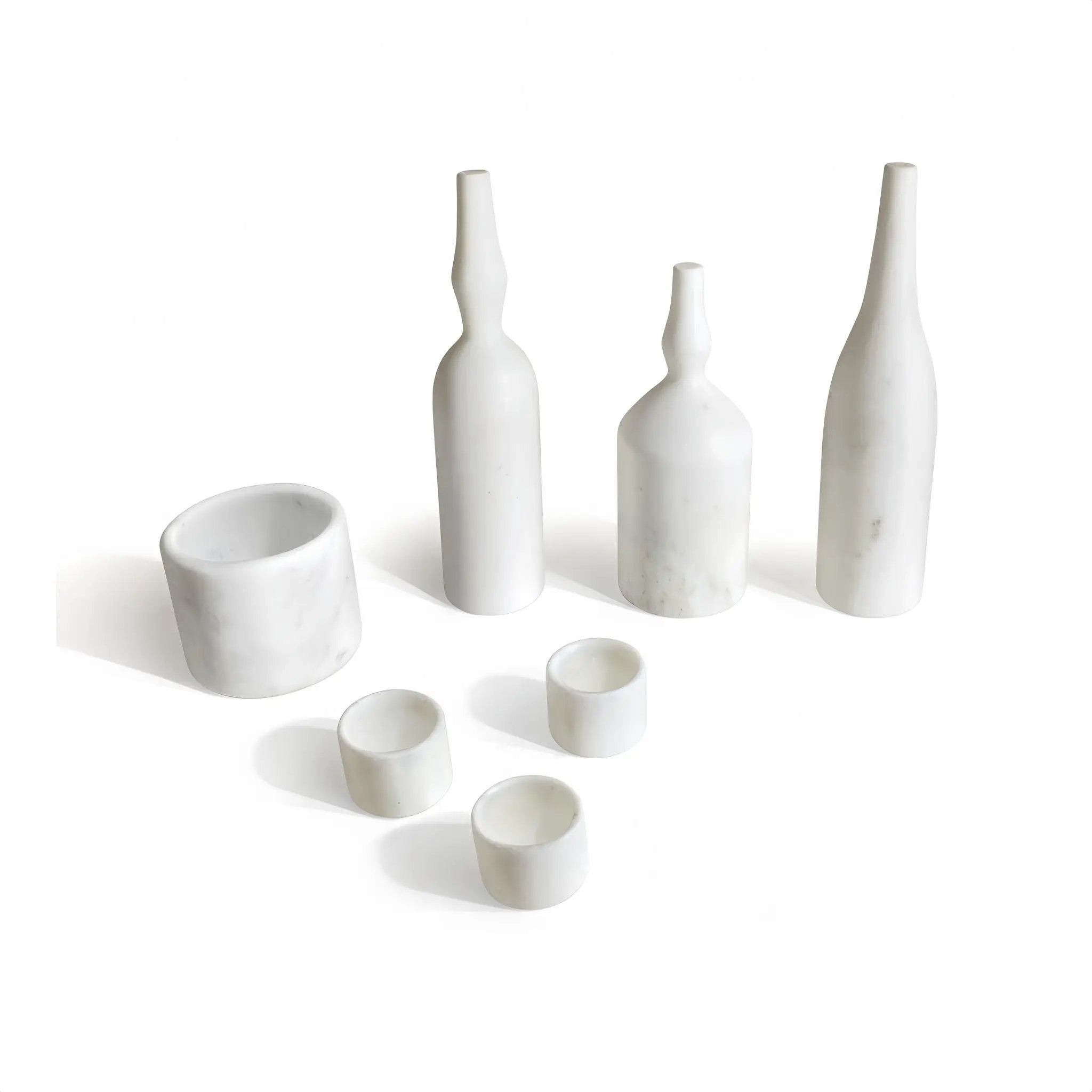 7 Pieces Luxury Natural Marble Living Room Accessories Set by Unique Piece Furniture