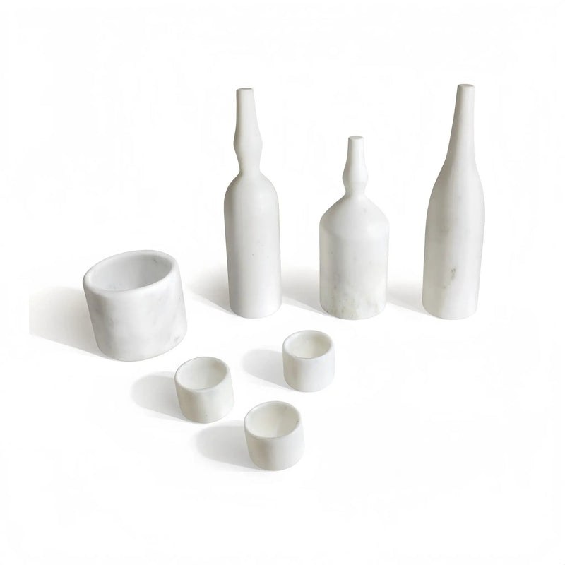 7 Pieces Luxury Natural Marble Living Room Accessories Set by Unique Piece Furniture