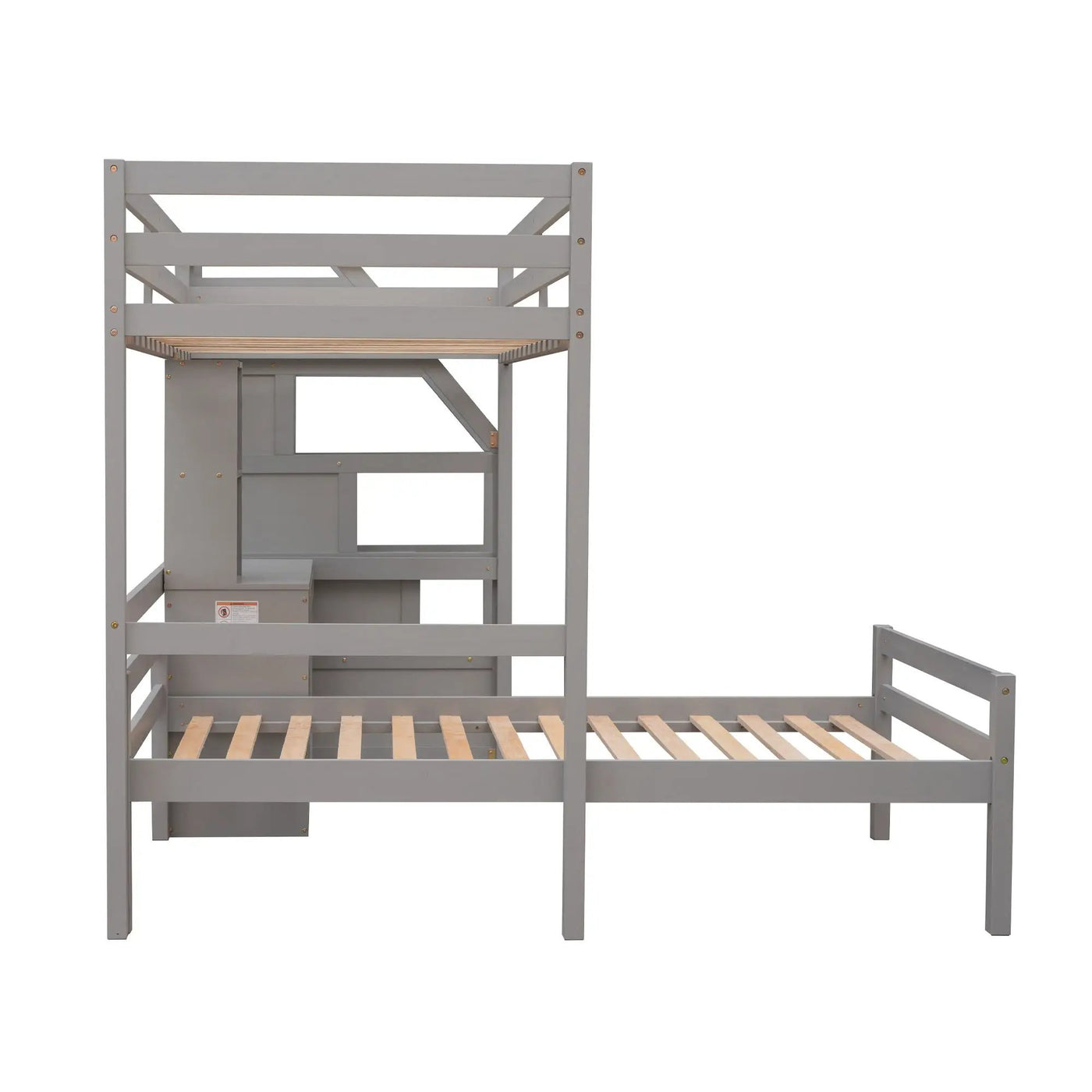 Loft Bed With Stand Alone Bed, Storage Staircase, Desk, Shelves, And Drawers by HouseOfZazla