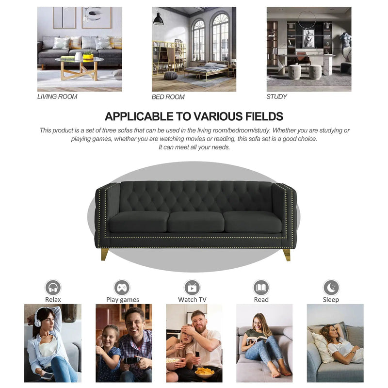 Modern Sofa With Button Tufting, Upholstered Couch For Living Room by HouseOfZazla
