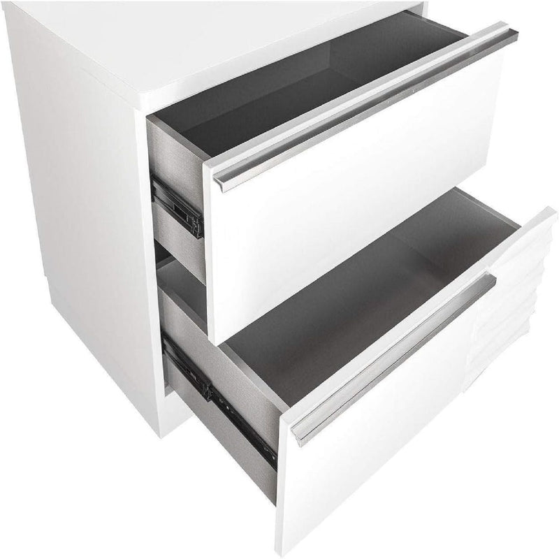 White 2 Drawer Nightstand with Lacquer Finish, photo 5 of 6