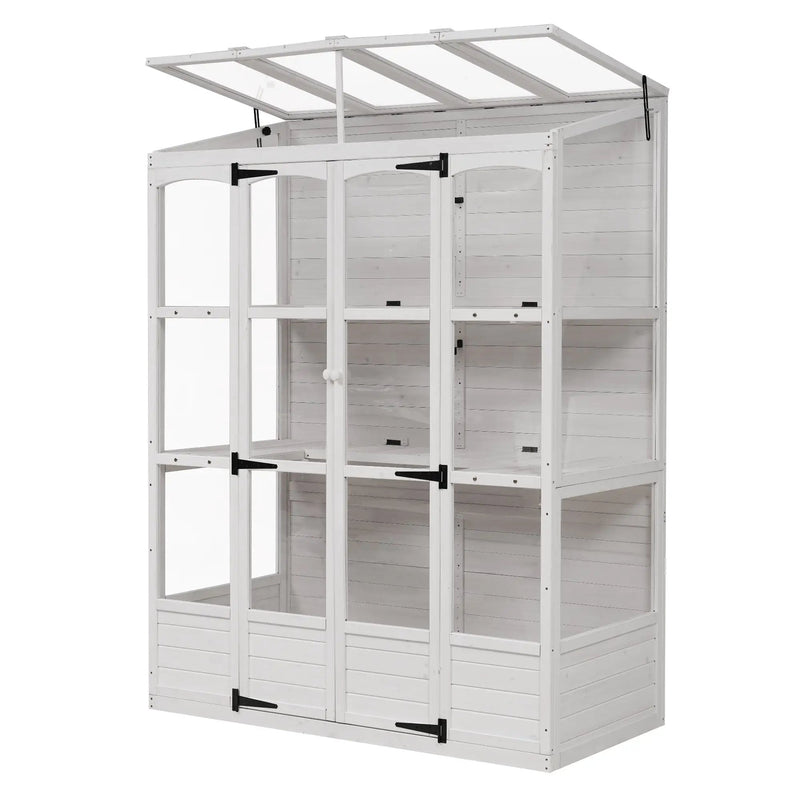 TOPMAX 78-Inch Wooden Greenhouse with Skylights and Folding Shelves by HouseOfZazla