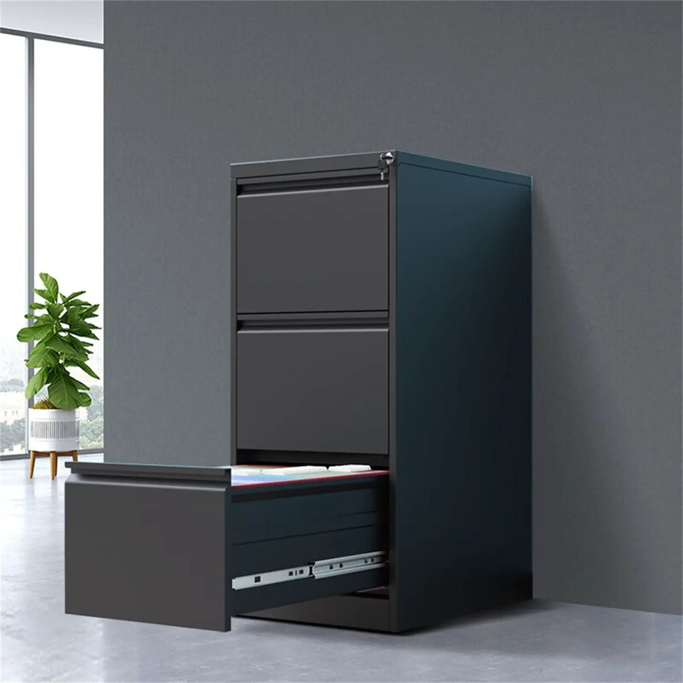 Durable Metal 3 Drawer File Cabinet With Lock For Office Storage by HouseOfZazla