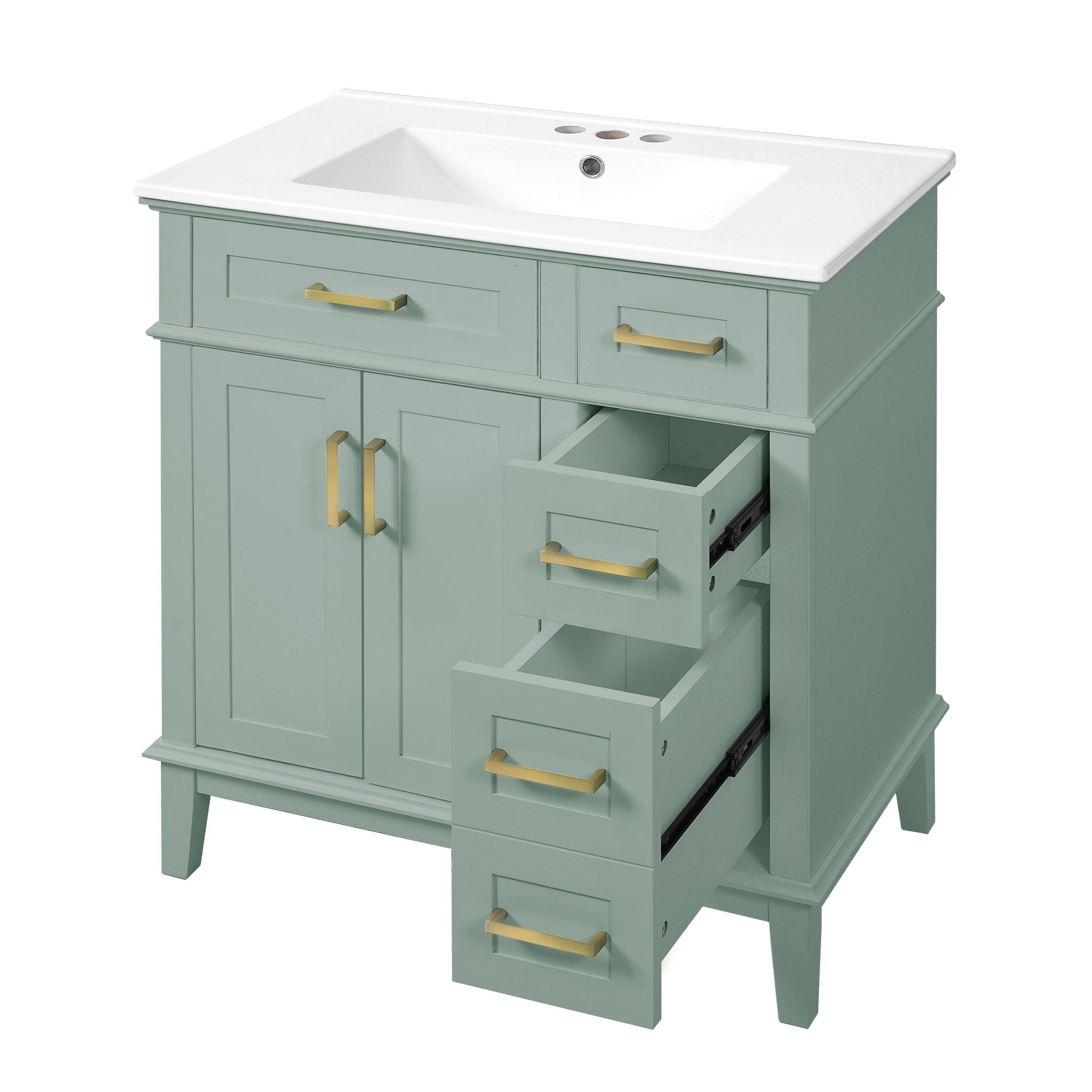 Modern Bathroom Vanity With Sink, Storage Cabinet, Soft Close Doors, Deep & Standard Drawers by HouseOfZazla