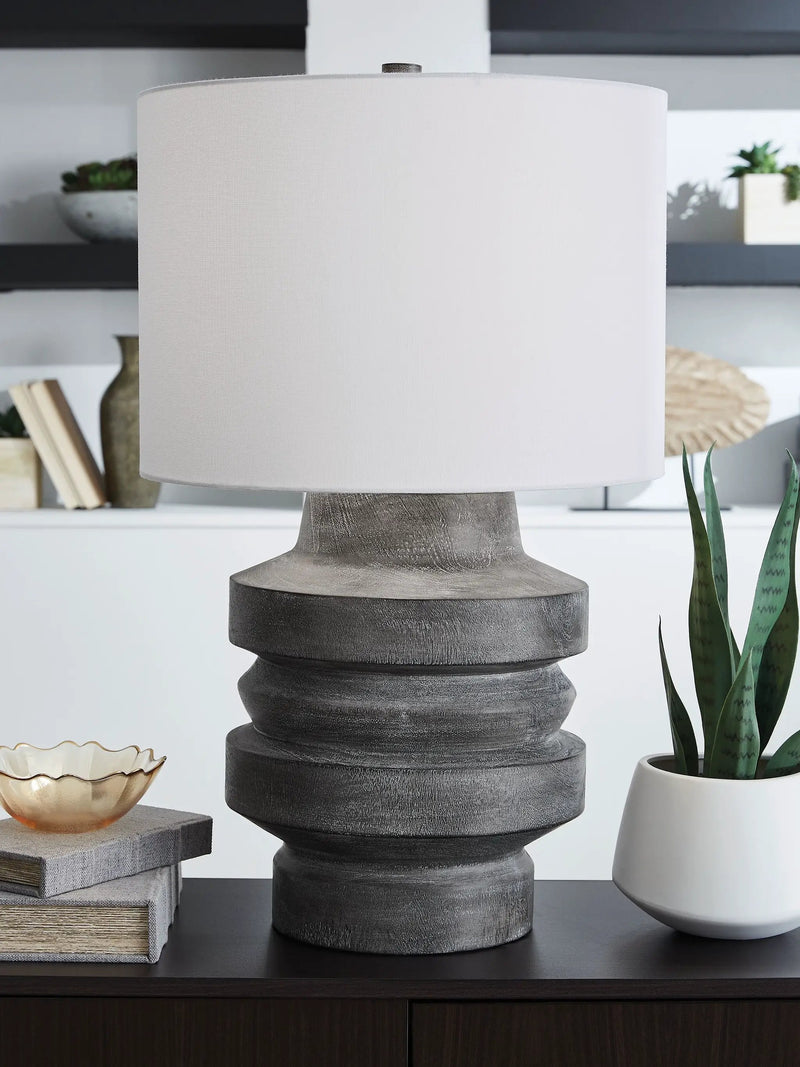 Wahida - Poly Table Lamp - Distressed Black by Unique Piece Furniture