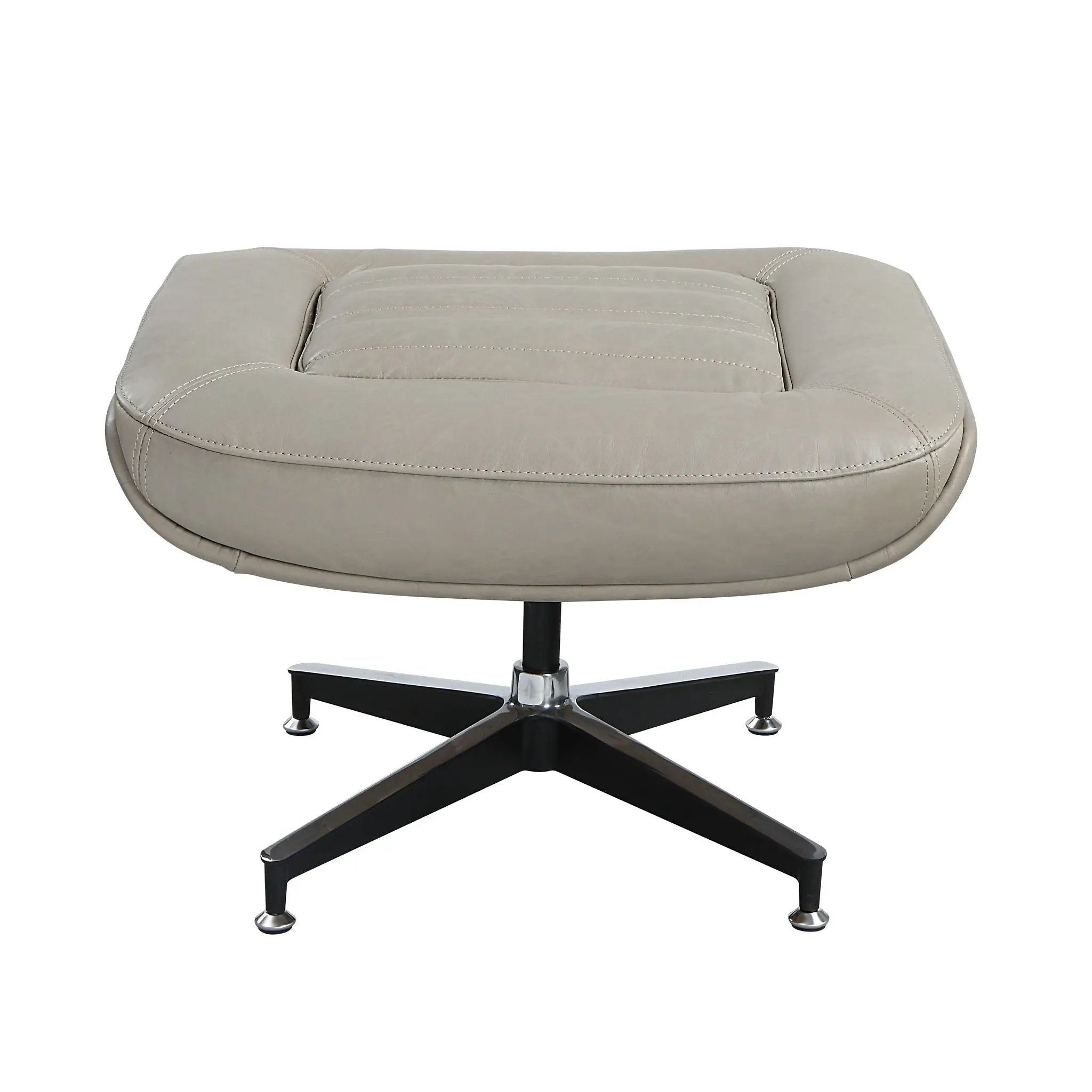 Piran - Twilight Top Grain Leather Accent Chair And Ottoman With Swivel - Gray by Unique Piece Furniture