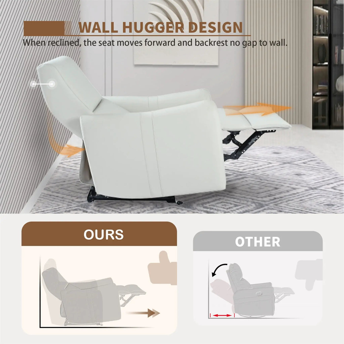 Wall Hugger Power Recliner Chair With USB Port (Type-C) by HouseOfZazla