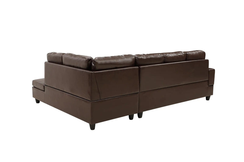 3 Pc Sectional Sofa Set Brown Faux Leather Left-Facing Chaise by HouseOfZazla