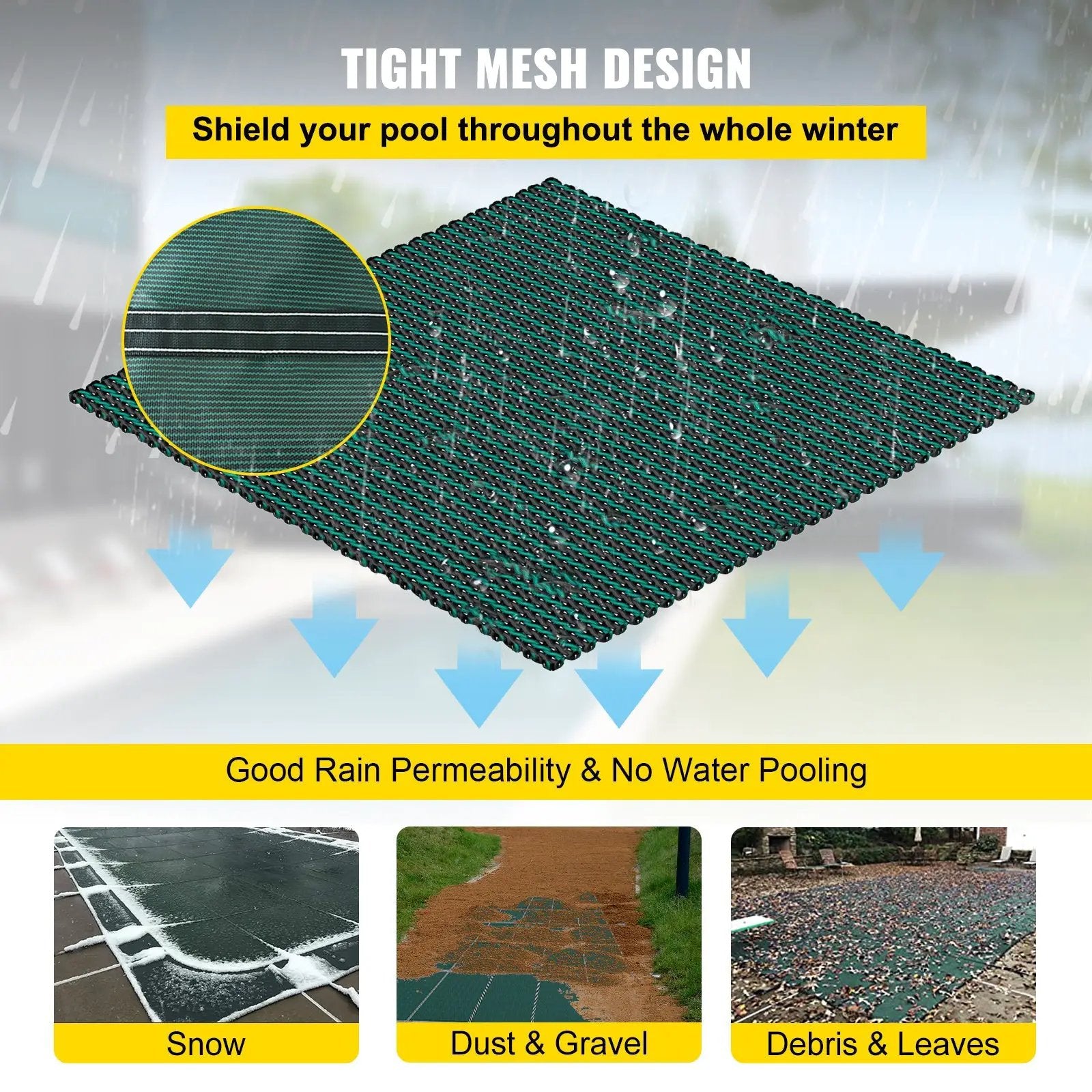 Inground Pool Safety Cover, 20 ft x 38 ft Rectangular with Right Step by HouseOfZazla