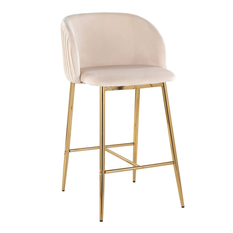 Fran - Pleated Contemporary / Glam Fixed Height Counter Stool (Set of 2) by HouseOfZazla
