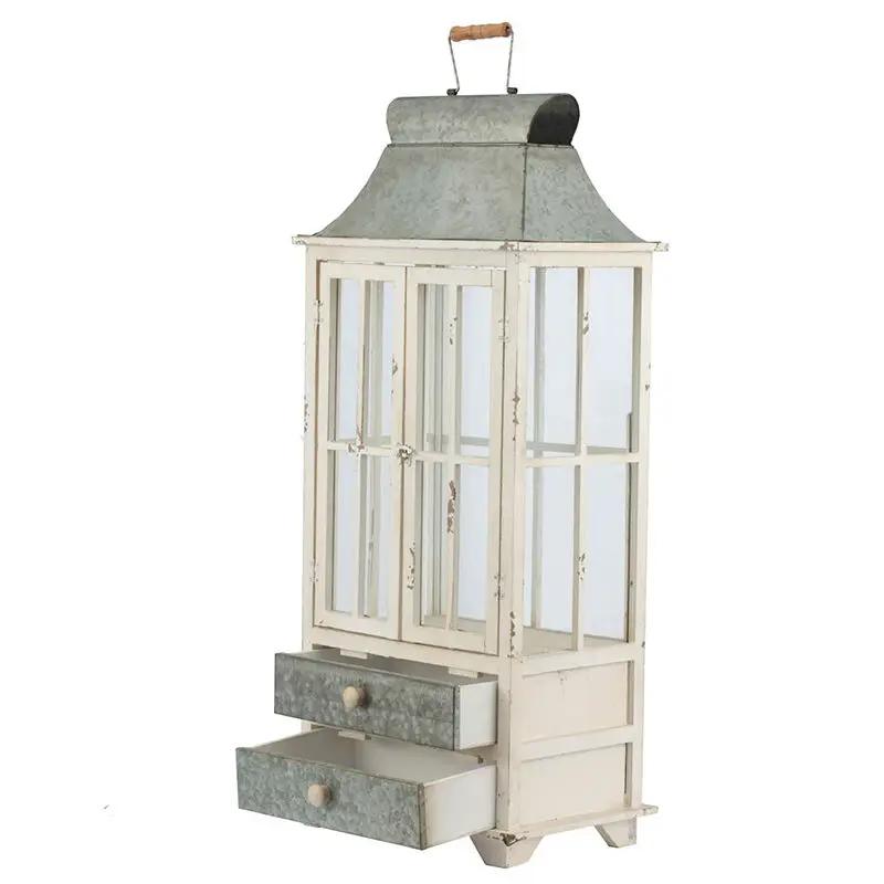 Wooden Candle Lantern Decorative, Hurricane Lantern Holder Decor For Indoor Outdoor, Home Garden Wedding - Ivory by Unique Piece Furniture
