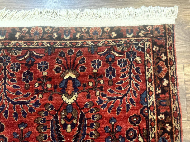 Small Red Persian Sarouk Rug 2.7 x 4.9, Floral, Antique by Jewel Rugs