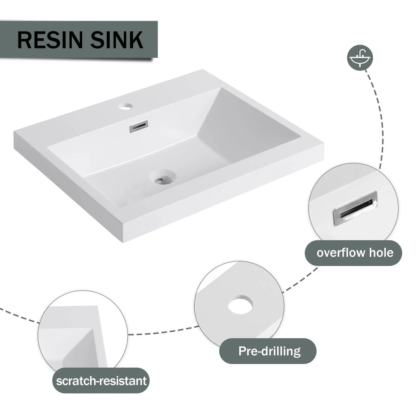 Modern Freestanding Bathroom Vanity With Resin Sink & Soft Close Cabinet Doors by Unique Piece Furniture