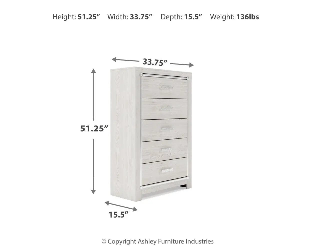 Altyra - Five Drawer Chest - White by Unique Piece Furniture