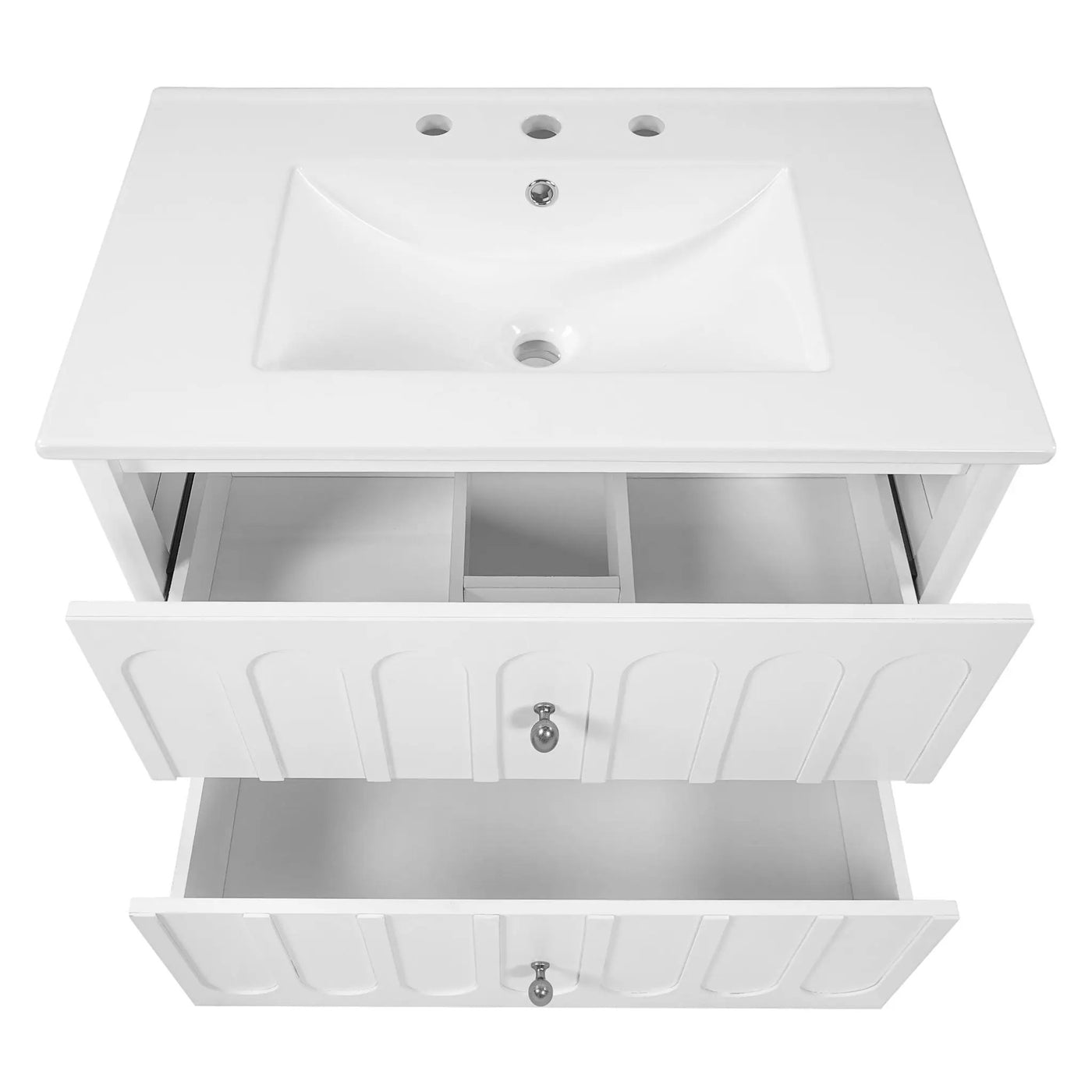 Floating Bathroom Vanity With Oval Knobs & Round Edge, Soft Close Drawer Slides by HouseOfZazla