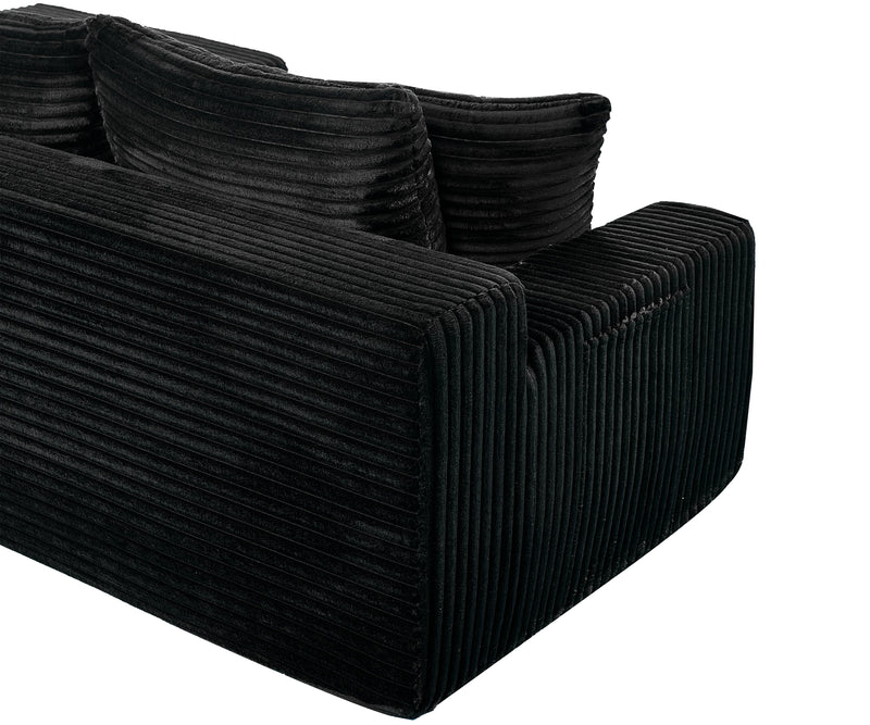 Black Corduroy L Shaped Sectional Sofa with Right Chaise - 94 Inch, photo 9 of 9