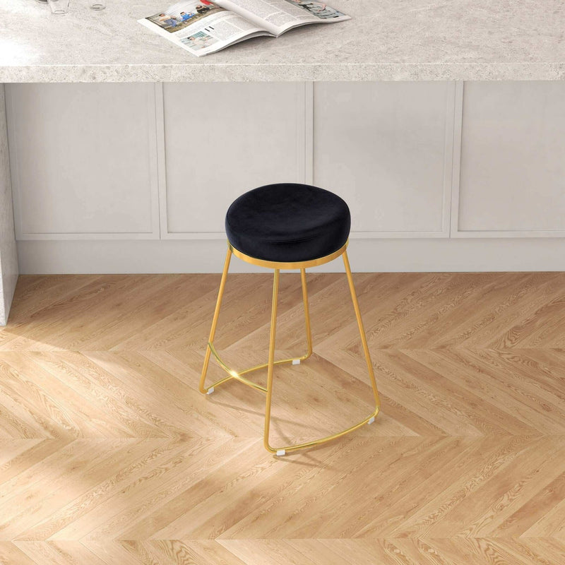 26" Mid-Century Modern Luxury Upholstered Stool with Velvet - Ashcroft