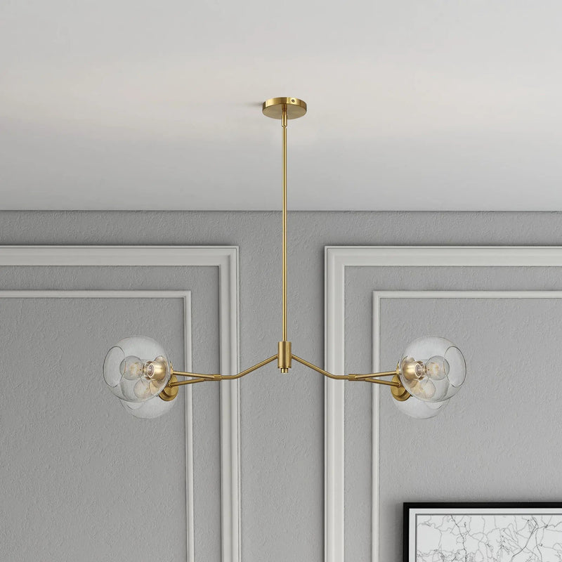 Jewel - 4 Lights Chandelier Ceiling Hanging Light Fixture - Clear / Gold by HouseOfZazla