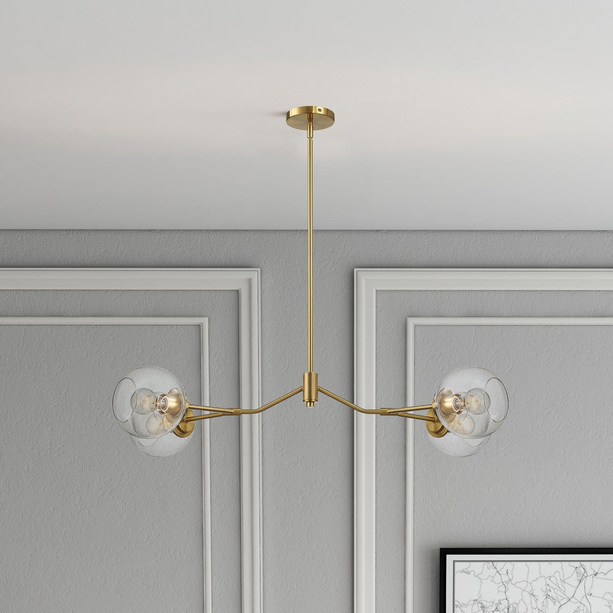 Jewel 4-Light Chandelier Ceiling Hanging Light Fixture with Clear Glass - Gold, photo 5 of 7