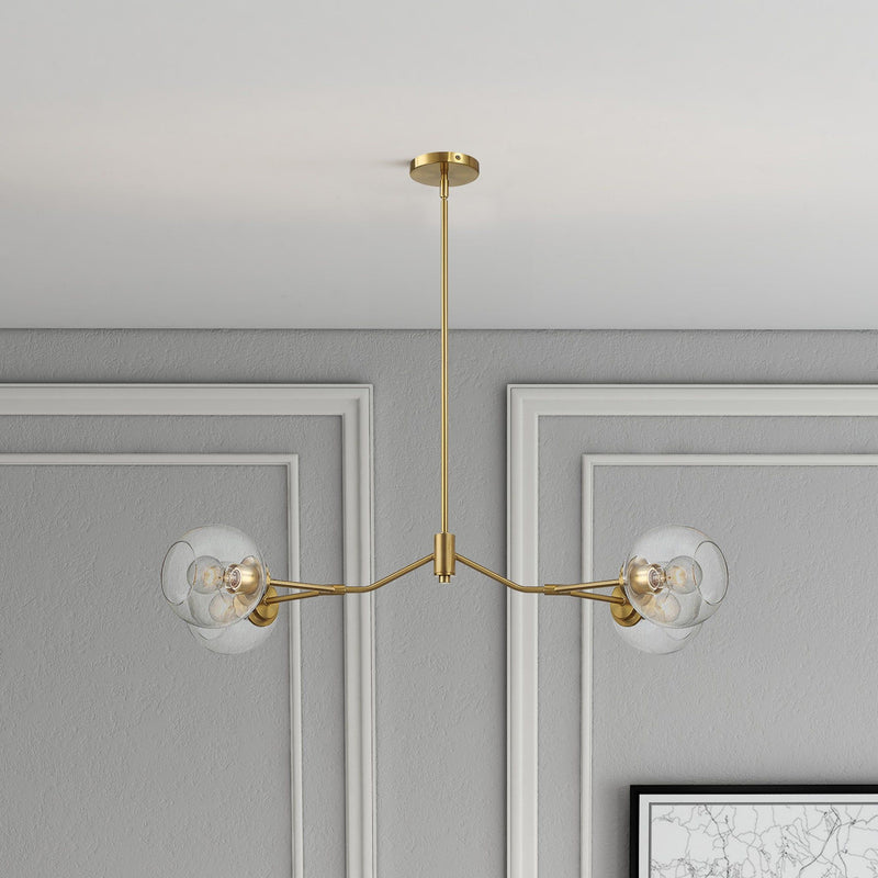 Jewel 4-Light Chandelier Ceiling Hanging Light Fixture with Clear Glass - Gold, photo 5 of 7