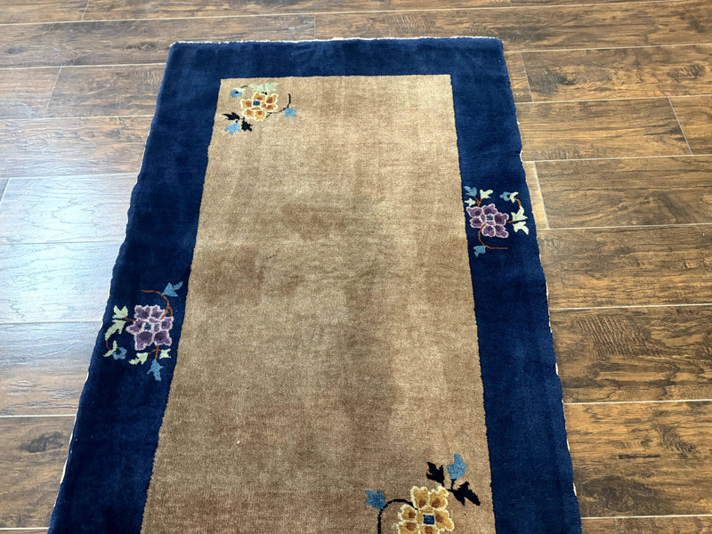 Chinese Rug 3x5, Antique Peking Art Deco Carpet, Simple Design by Jewel Rugs