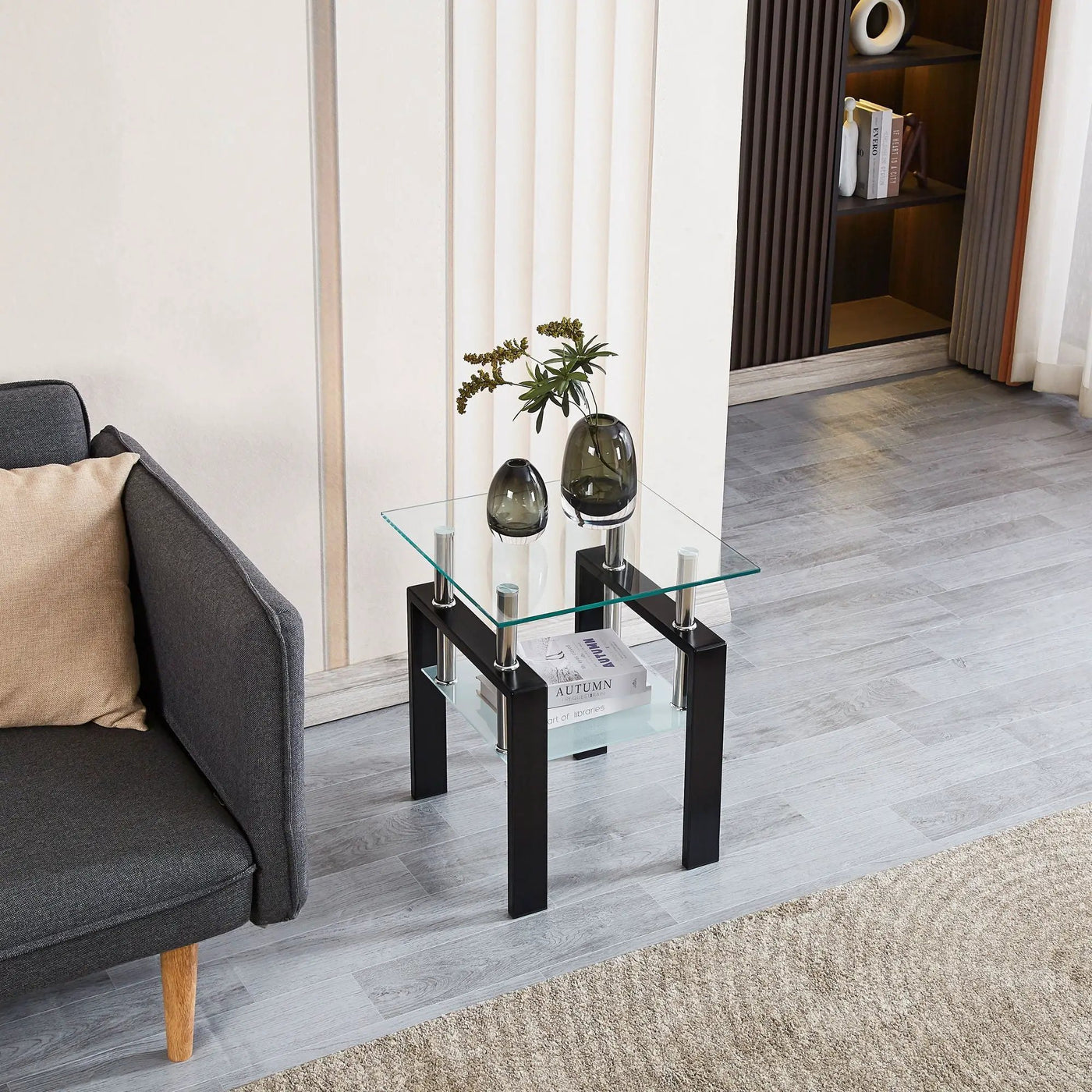 Luxury Modern Tempered Glass Coffee Table with 2 Layers by HouseOfZazla