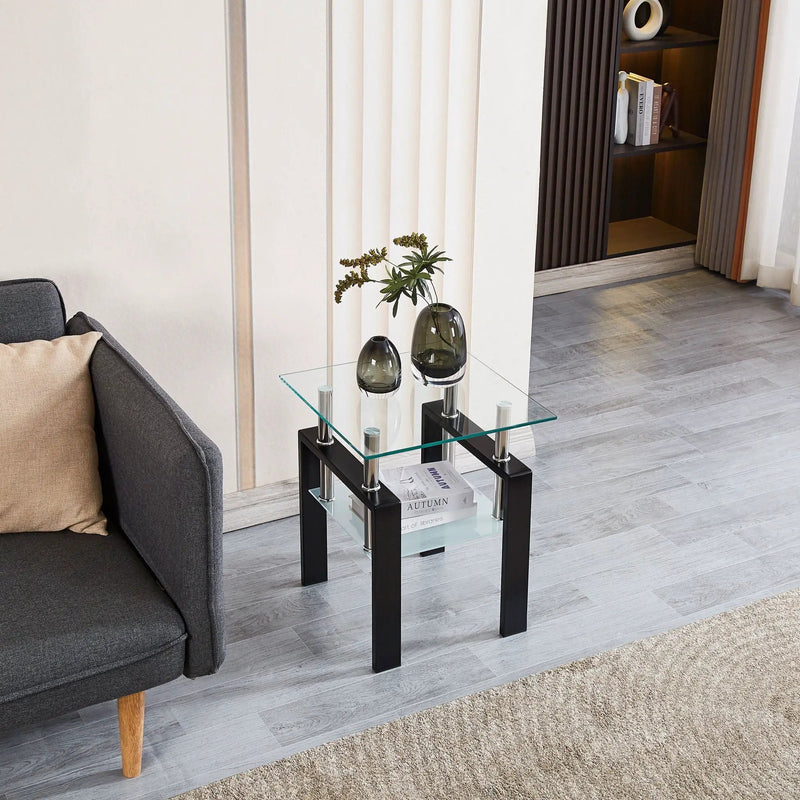 Luxury Modern Tempered Glass Coffee Table with 2 Layers by HouseOfZazla
