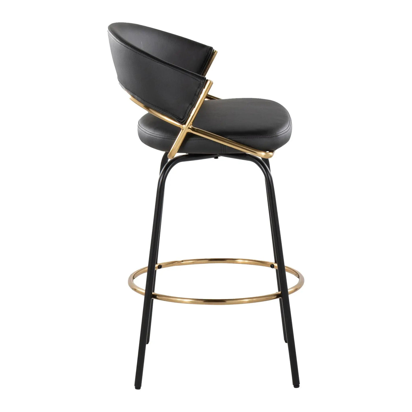 Jie - Fixed Height Contemporary Counter Stool With Swivel Round Footrest (Set of 2) by HouseOfZazla