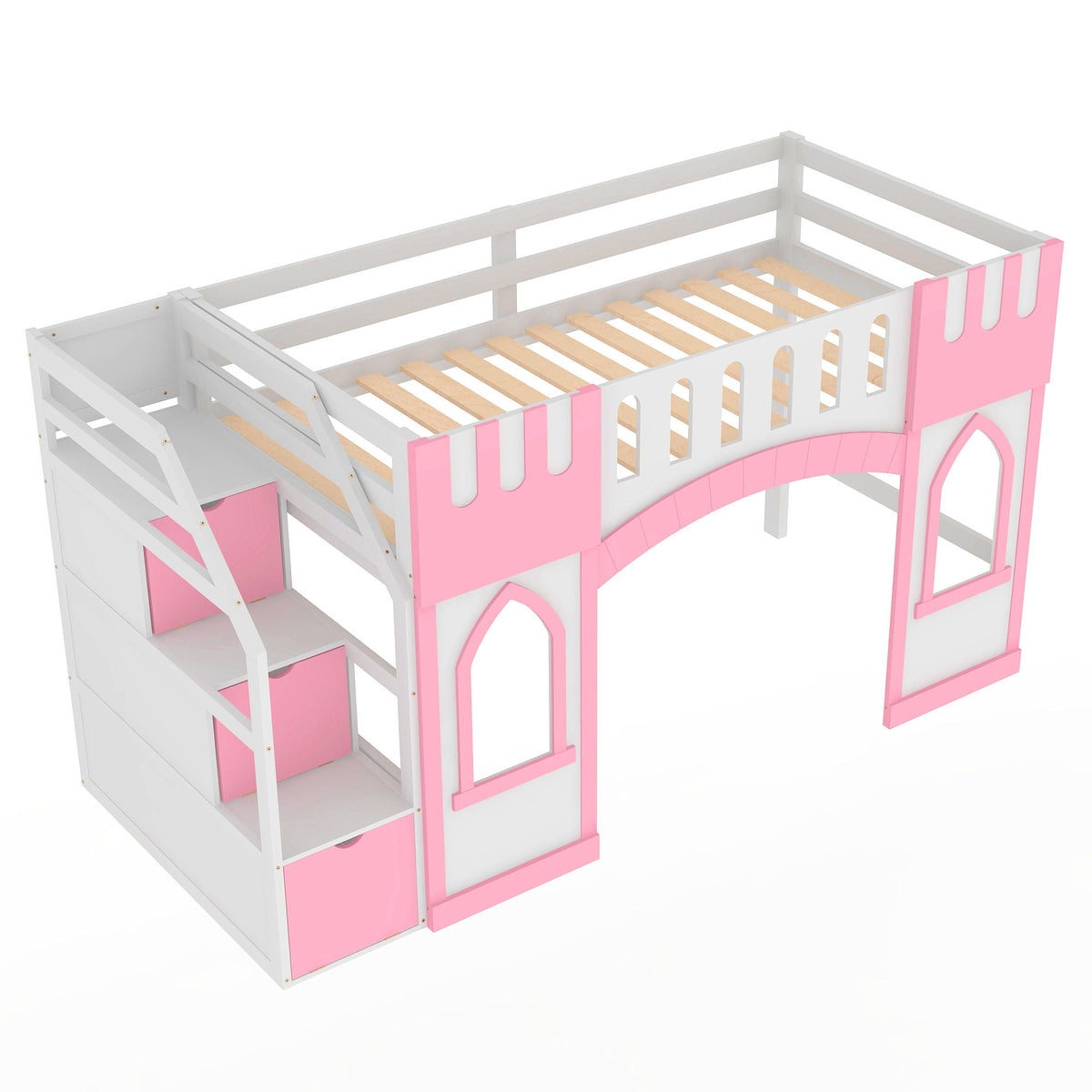 Loft Bed With Storage Staircase and Windows - Twin Size, photo 14 of 23